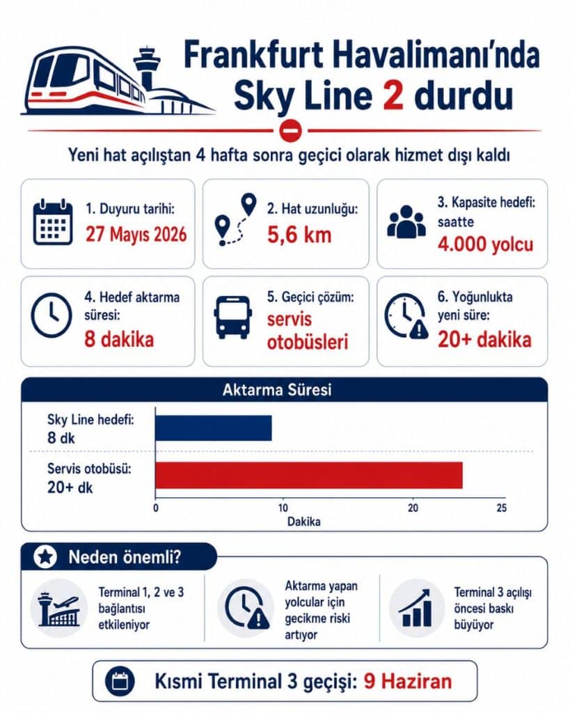 frank 1 Frankfurt Havalimanı’nda Sky Line treni hizmet dışı kaldı