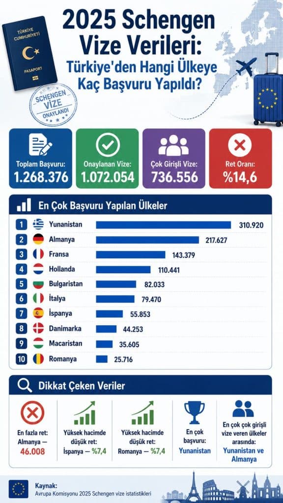 Türkiye’nin 2025 Schengen vizesi karnesi: