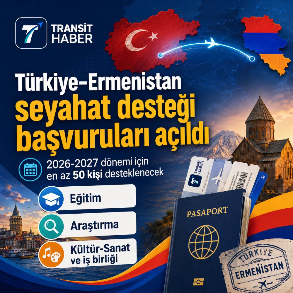 Türkiye-Ermenistan seyahat desteği başvuruları açıldı: En az 50 kişi seçilecek 2 Türkiye-Ermenistan seyahat desteği programını temsil eden, iki ülke arasında yolculuk yapan genç katılımcılar ve İstanbul-Erivan bağlantısını gösteren seyahat görseli