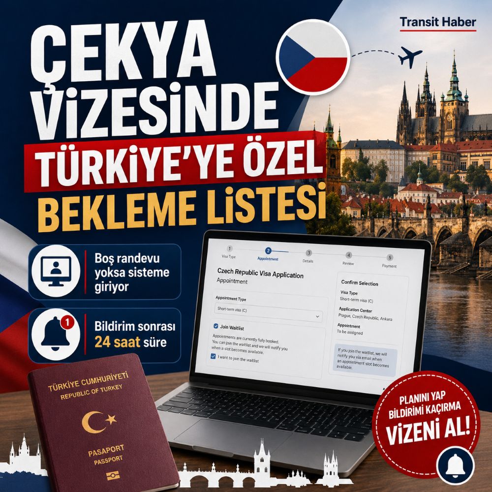 Çekya vizesi için Türkiye'ye özel bekleme listesi 2 Çekya vizesi için Türkiye'ye özel sistem