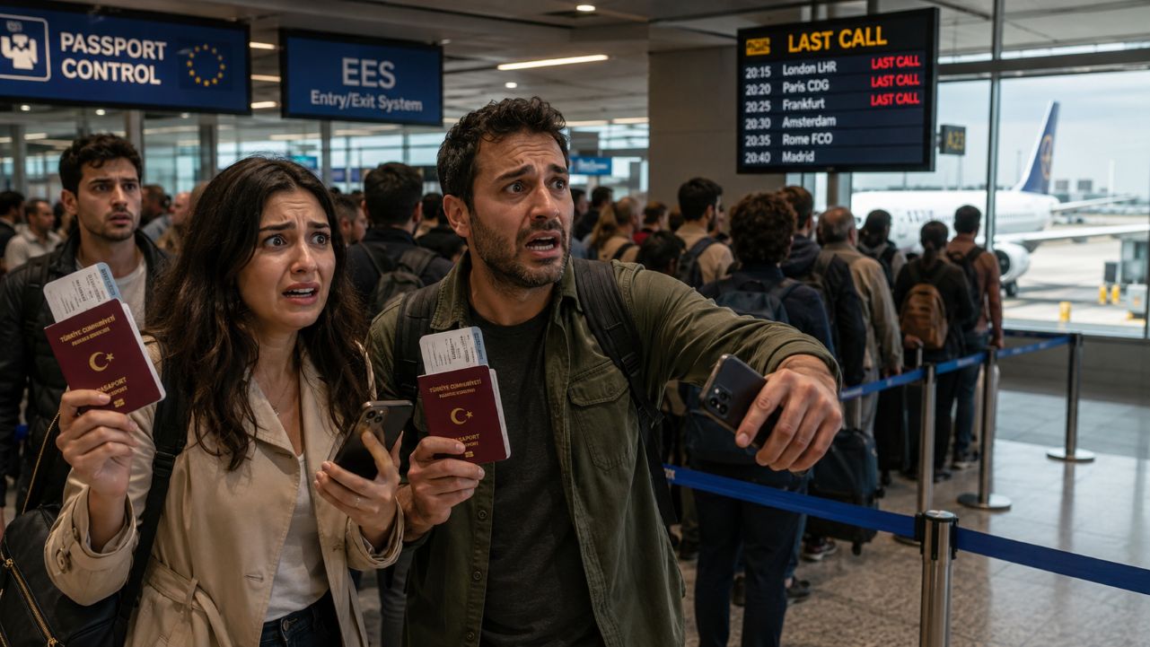 EES kuyruğu Atina'da uçak kaçırttı