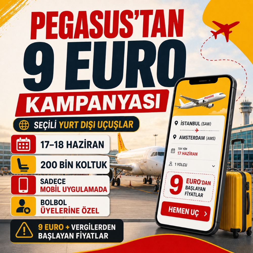 9 euro'ya Pegasus kampanyası: BolBollulara yurt dışı biletleri 2 gün satışta 2 Pegasus 200 bin koltuğu satışa çıkardı: Biletler 9 eurodan başlıyor