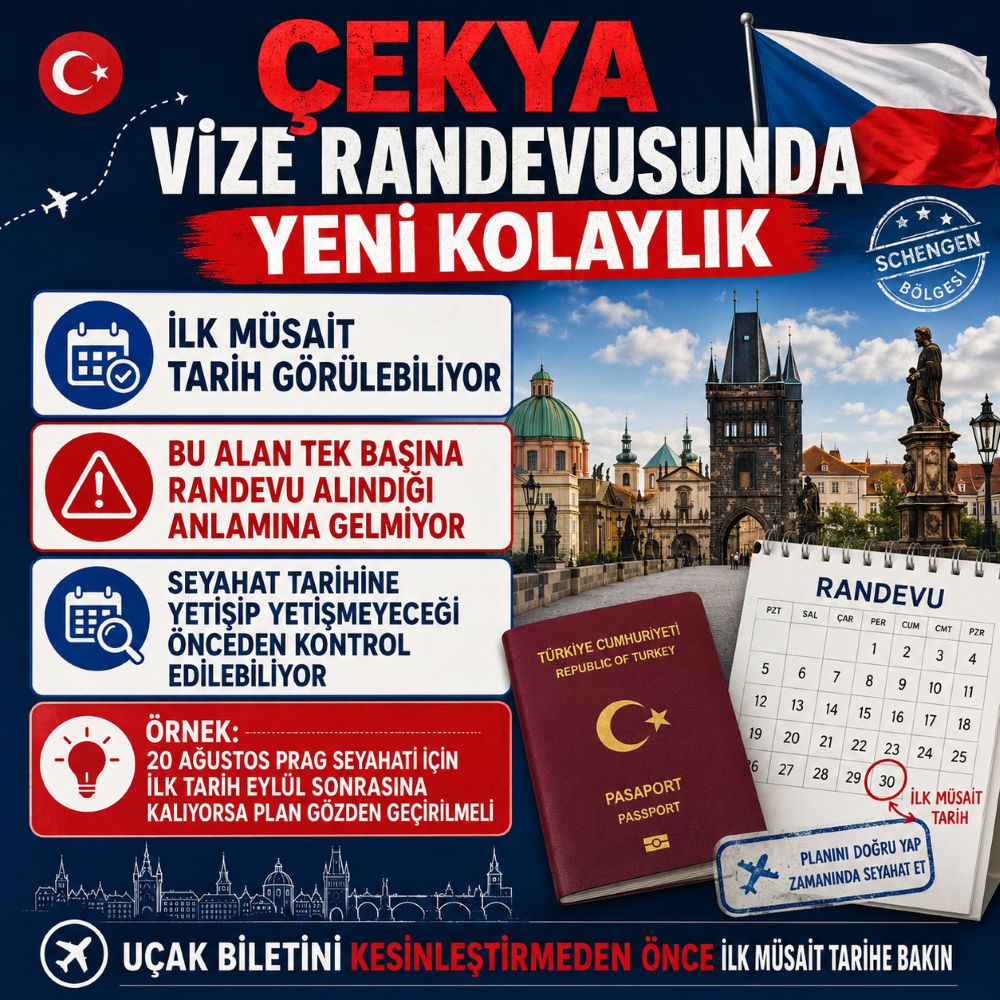 Çekya vize randevusu bekleme listesi için yeni kontrol: En erken tarih ekranda görünüyor 3 Çekya vizesi için VFS ekranındaki 'En Erken Mevcut Randevu Tarihi Bulun' alanı ilk kontrol noktası oldu.