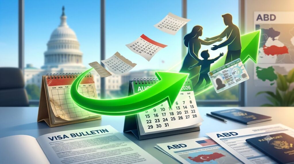 ABD aile birleşimi vizesinde büyük ilerleme: F2A tarihi 18 ay öne çekildi 1 ABD Aile Birleşimi vizesi olarak anılan F2A kategorisinin nihai işlem tarihi 1 Ocak 2025’ten 22 Temmuz 2026’ya ilerledi