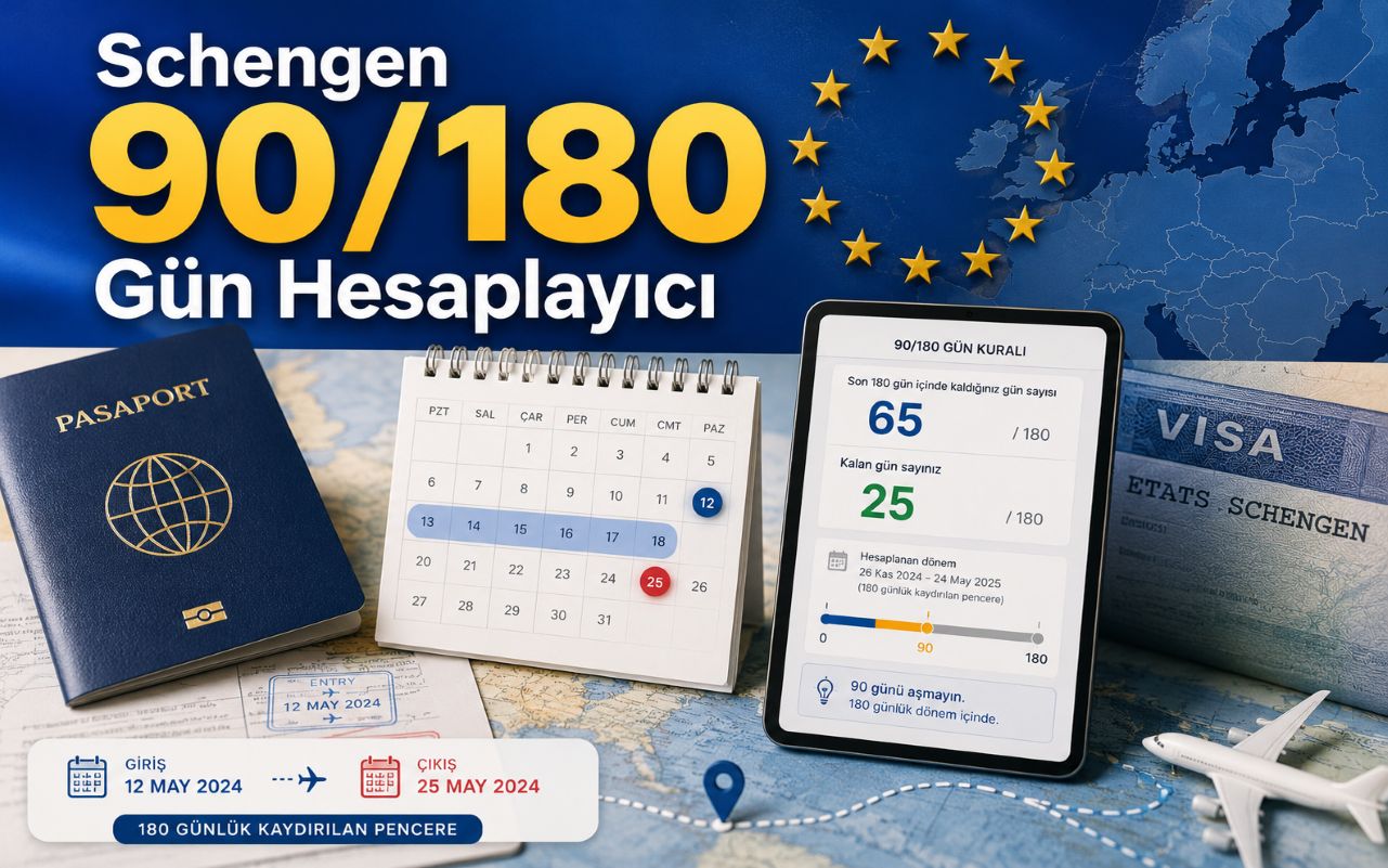 Schengen 90/180 Gün Hesaplayıcı : Kalan Gününüzü Hesaplayın