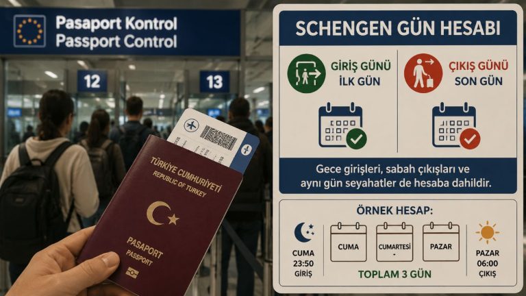 Schengen giriş ve çıkış günü sayma hesabı