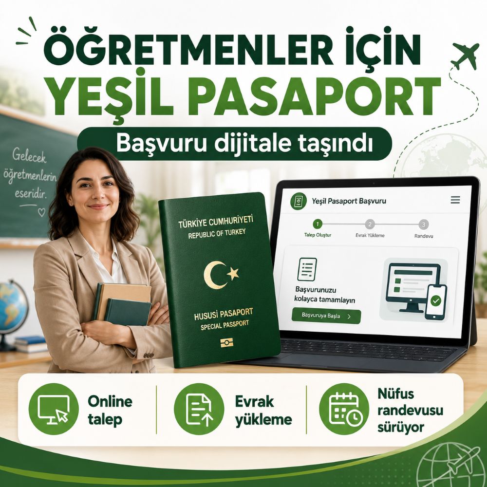 Öğretmenler için yeşil pasaport başvurusu dijitale taşındı 3 MEB'de yeşil pasaport başvurusu kısmen dijitalleşti