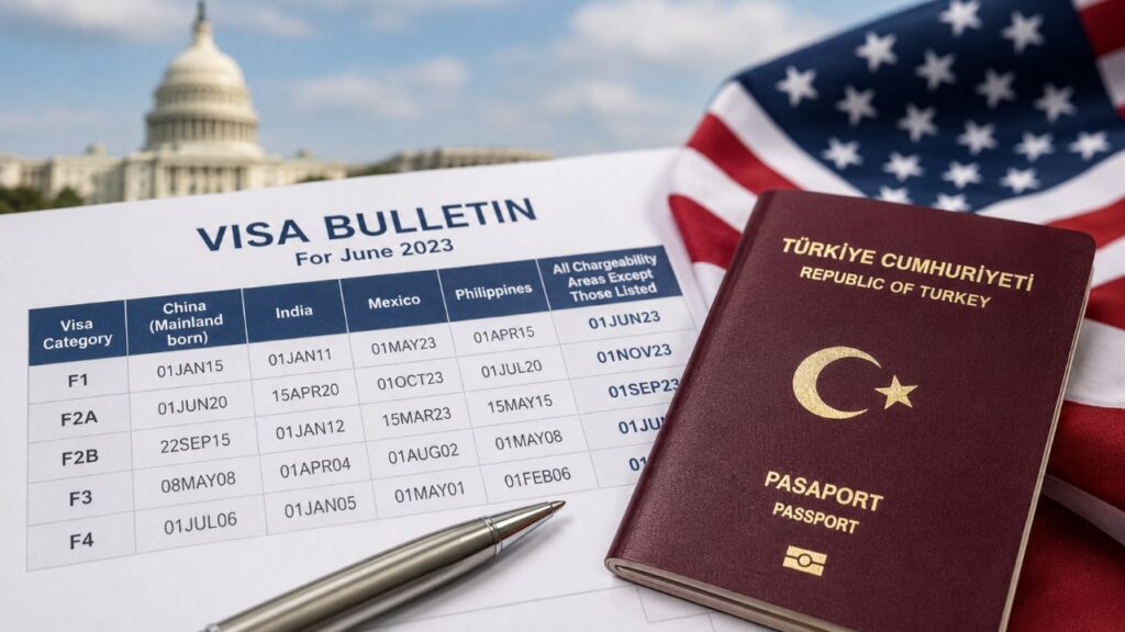 ABD çalışma temelli göçmen vizeleri için ağustos takvimi: EB-3 bir ay ilerledi 1 ABD Dışişleri Bakanlığının yayımladığı Ağustos 2026 Vize Bülteni, Türkiye’den yürütülen çalışma temelli göçmenlik dosyalarında EB-1 ve EB-2 kategorilerinin açık kaldığını, EB-3 nihai işlem tarihinin ise bir ay ilerlediğini gösteriyor