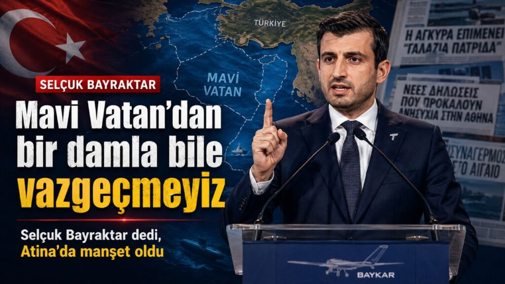 Selçuk Bayraktar “Mavi Vatan’dan bir damla bile vazgeçmeyiz” dedi, Atina’da manşet oldu 1 Bayraktar Mavi Vatan açıklaması sonrası Gölcük’te Türk deniz gücünü temsil eden editoryal görsel