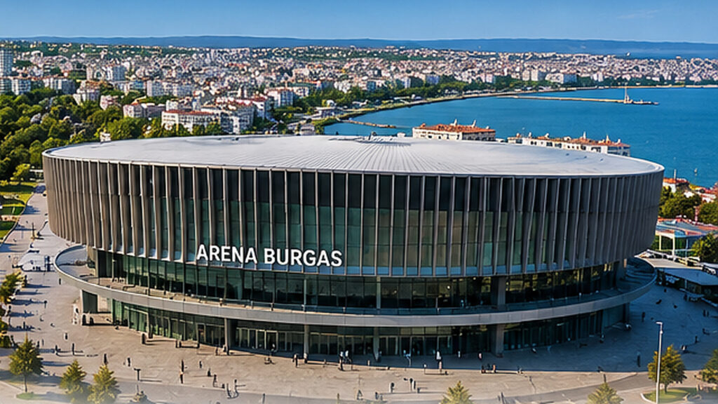 Eurovision 2027 Burgas seyahat rehberi için Karadeniz kıyısındaki Burgas’ta valiziyle yürüyen Türk gezgin