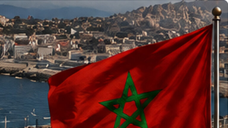Fas’a 40 milyon dolar tartışmasını Fas bayrağı ve Ceuta kıyısıyla temsil eden editoryal görsel