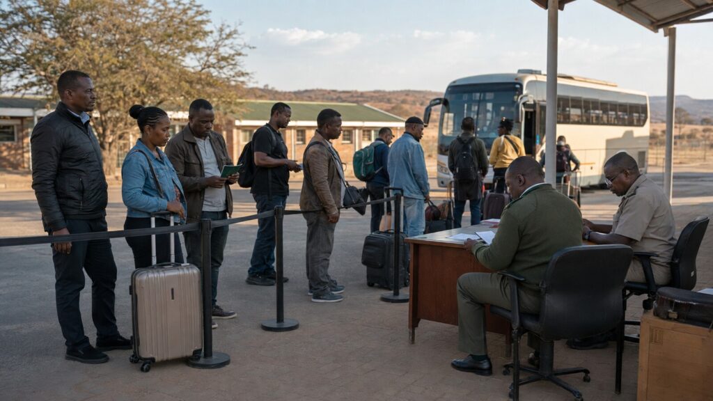 Güney Afrika iki ayda 49 bin yabancıyı işleme aldı, sonra merkezi kapattı 1 Güney Afrika sınır dışı işlemleri sırasında belgeleri kontrol edilen yabancı yolcular