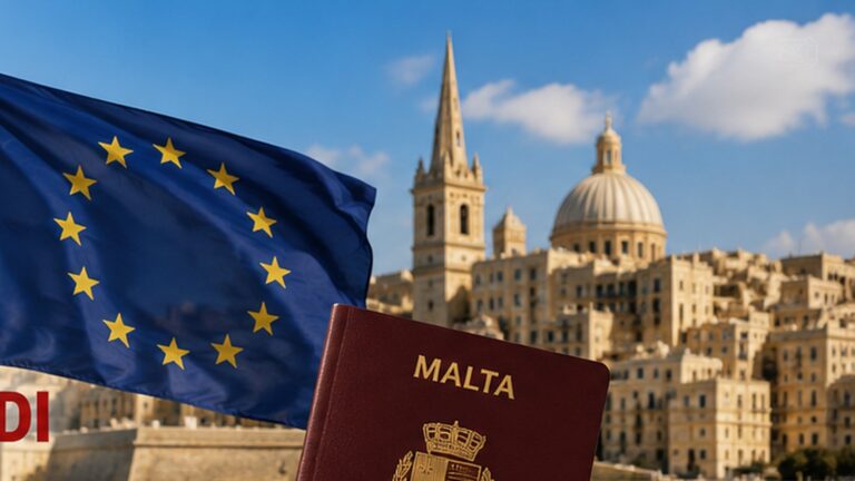 Malta Single Permit işveren değişikliği haberini temsil eden Malta ve Avrupa Birliği sahnesi