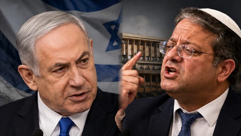 Netanyahu Ben-Gvir seçim kavgası sırasında Binyamin Netanyahu ile Itamar Ben-Gvir’i karşı karşıya gösteren temsili görsel