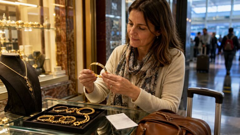 Joyas y factura de compra junto a documentación de viaje entre Turquía y España