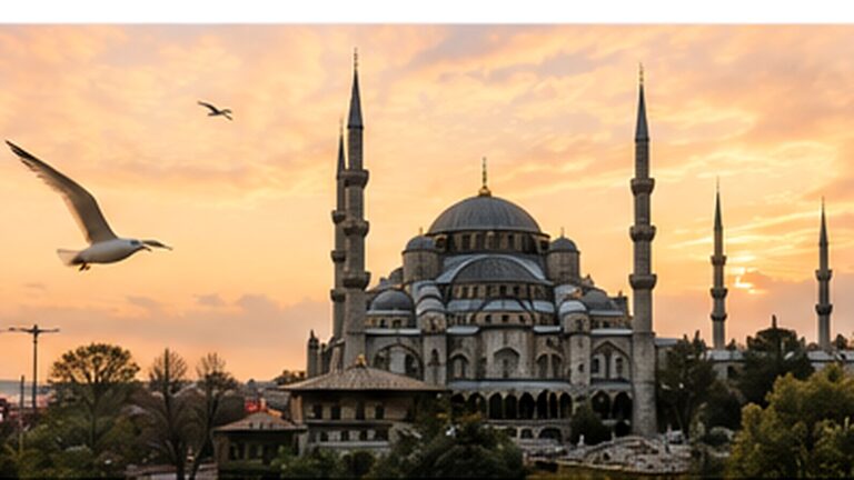 Viajar durante Ramadán en Turquía con una mezquita de Estambul al atardecer