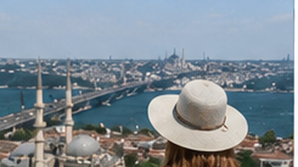Viajera contemplando Estambul, una de las cinco ciudades de la ruta sefardí en Turquía