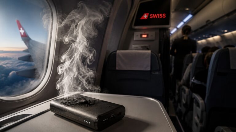 SWISS powerbank olayı sırasında uçak kabininde duman çıkaran powerbank’i temsil eden editoryal görsel