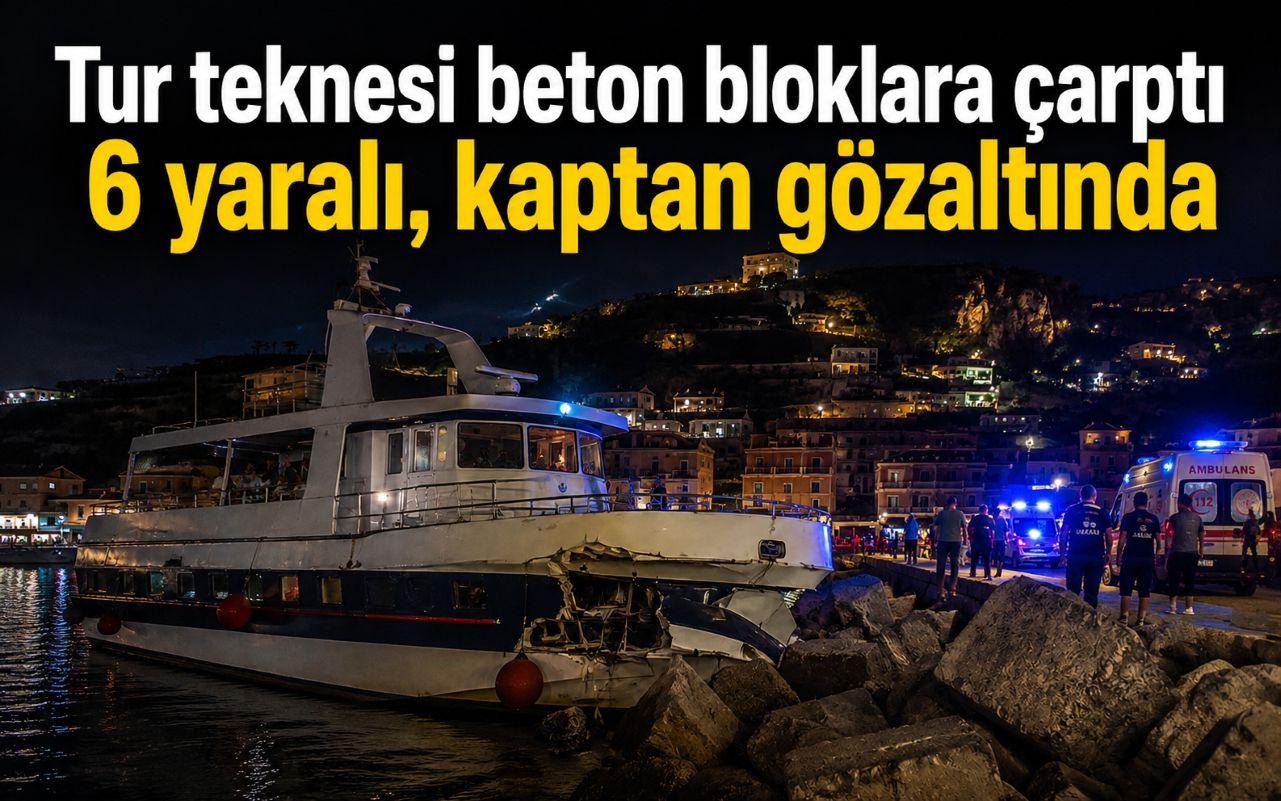 Tur teknesi beton bloklara çarptı