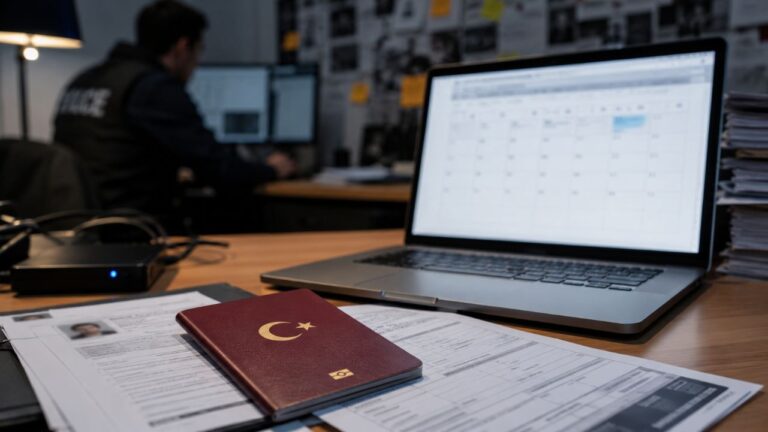 vize randevusu operasyonu detayları kapsamında incelenen dijital materyal ve pasaport dosyaları