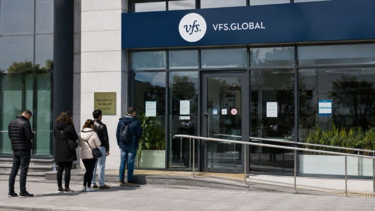 VFS Global randevu sorunu yaşayan bir vize başvuru sahibinin çevrim içi randevu sürecini takip etmesini temsil eden yazısız görsel