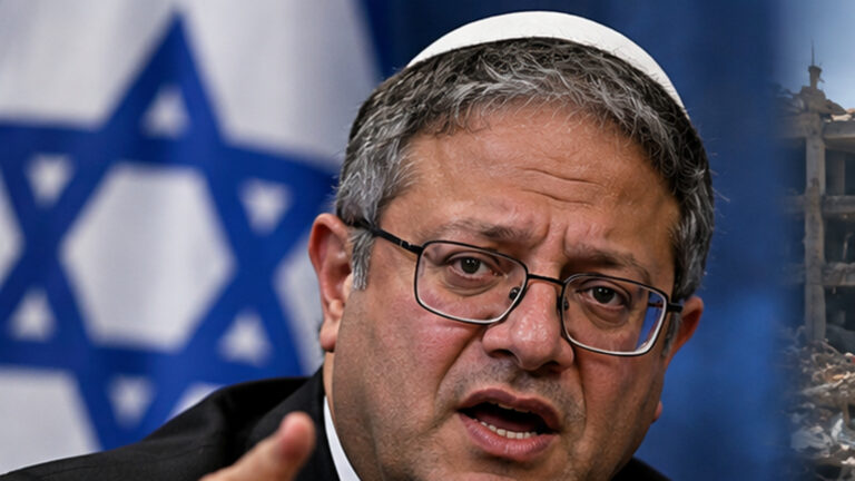 Ben-Gvir Gazze planı haberinde Itamar Ben-Gvir’i İsrail bayrağı önünde temsil eden görsel