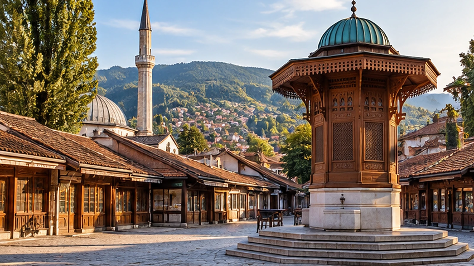 Saraybosna Başçarşı meydanı ve Sebil çeşmesinin temsili canlandırması