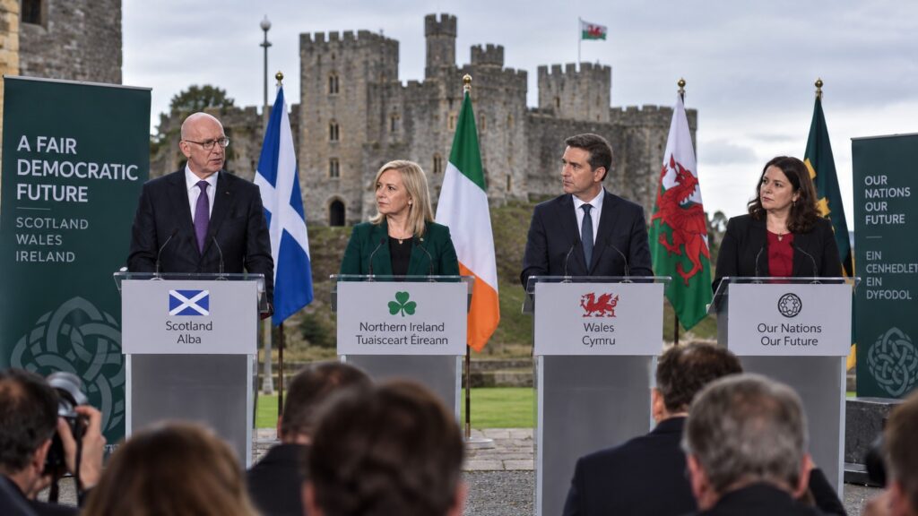 İskoçya, Galler ve Kuzey İrlanda liderleri Cardiff’te bağımsızlık için ortak metne hazırlanıyor 1 Cardiff kendi kaderini tayin toplantısı öncesinde İskoçya, Galler ve Kuzey İrlanda liderlerini temsil eden basın buluşması
