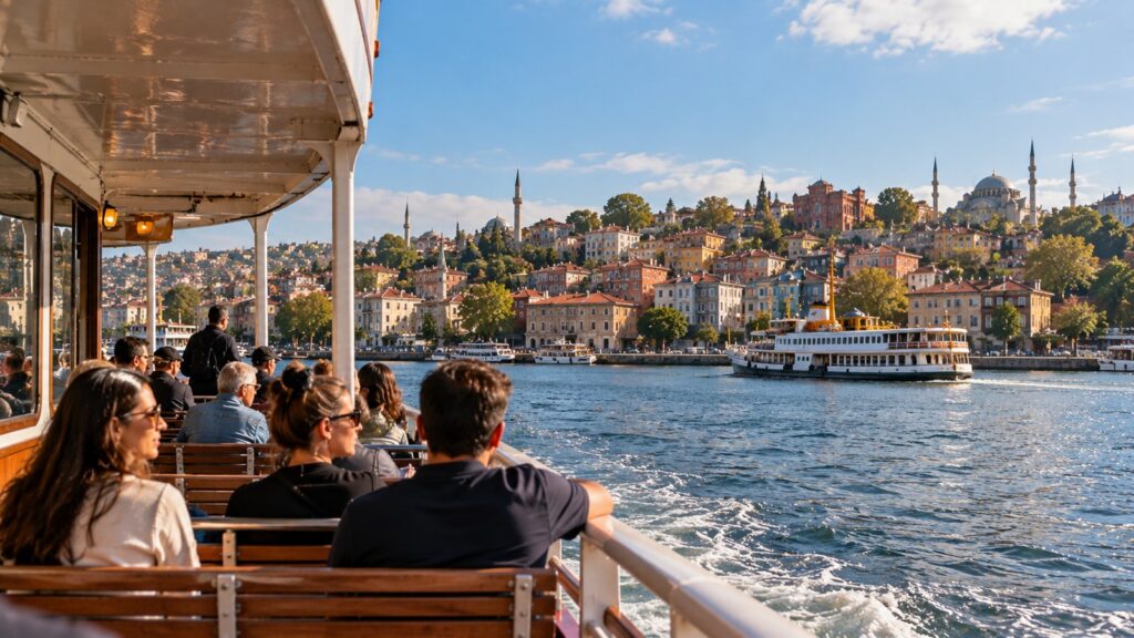 Ferry por el Cuerno de Oro con vistas a las orillas históricas de Estambul