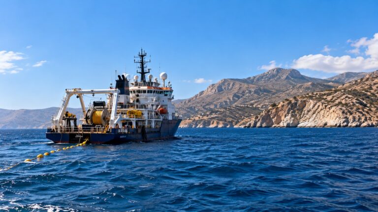 GSI kablo projesi hakkında Yunanistan’ın NAVTEX açıklamasına ilişkin deniz araştırma gemisi sahnesi