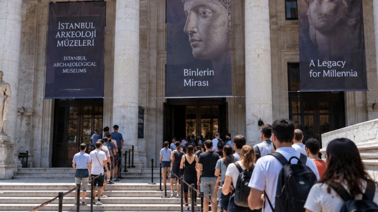 Horarios de museos en Turquía: visitantes esperando ante un museo en Estambul