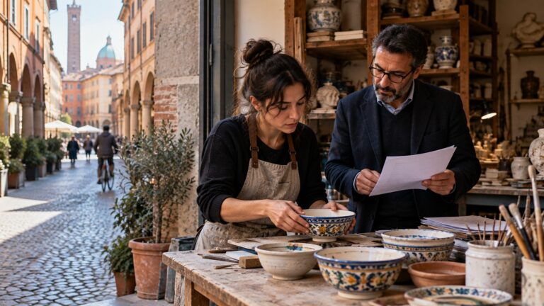 İtalya serbest çalışma vizesi başvurusuna hazırlanan seramik atölyesi sahibi ve işyeri evrakları