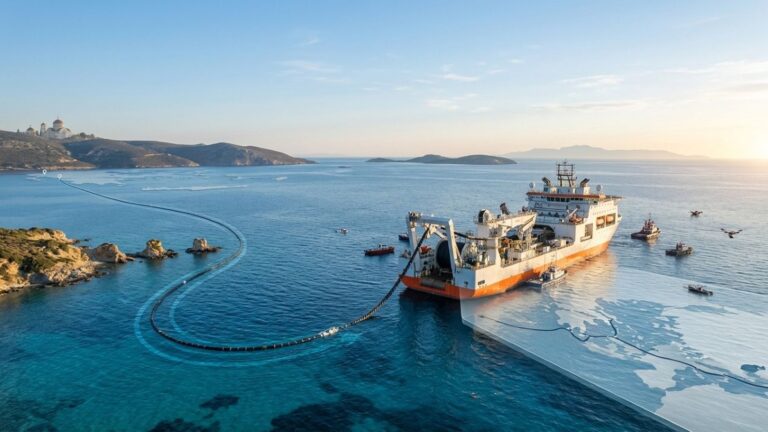 Kablo rotası kapsamında Doğu Akdeniz’de deniz altı kablosu döşeme gemisi