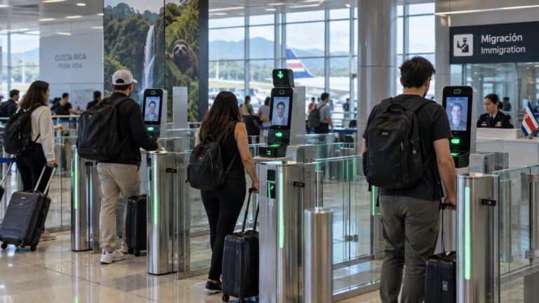 Kosta Rika eGate sistemini temsil eden Juan Santamaría Havalimanı’nda biyometrik pasaport kapıları