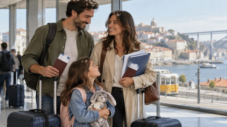 Portekiz D8 aile üyesi vizesi için pasaport ve belgeleriyle Portekiz’e birlikte gelen aile