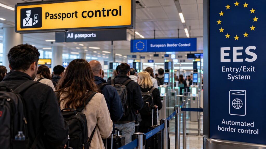 Schiphol EES kuyruğu için konuya uygun özgün temsili haber fotoğrafı