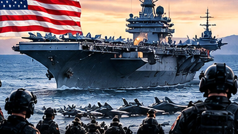 USS Abraham Lincoln intihar girişimi konulu haber için ABD uçak gemisi ve görev grubunu temsil eden yapay zekâ görseli; gerçek mürettebat veya olay fotoğrafı değildir.