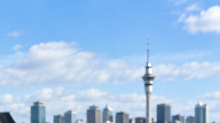 Yeni Zelanda vize başvurusu değişikliğini temsil eden Auckland şehir manzarası