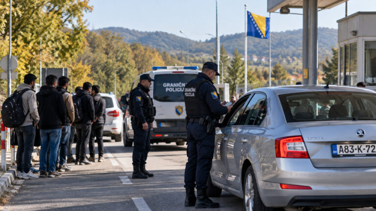 Bosna Hersek sınır polisi — araç kontrolü yapan görevlileri gösteren temsili fotoğraf