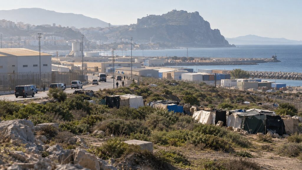 Ceuta'da göçmen operasyonu: 350'den fazla polisle yaklaşık 500 kişi tahliye edildi 1 Ceuta'da göçmen operasyonu haberini temsil eden Tarajal çevresinde kıyı yerleşimi, geçici barınaklar ve araçlar