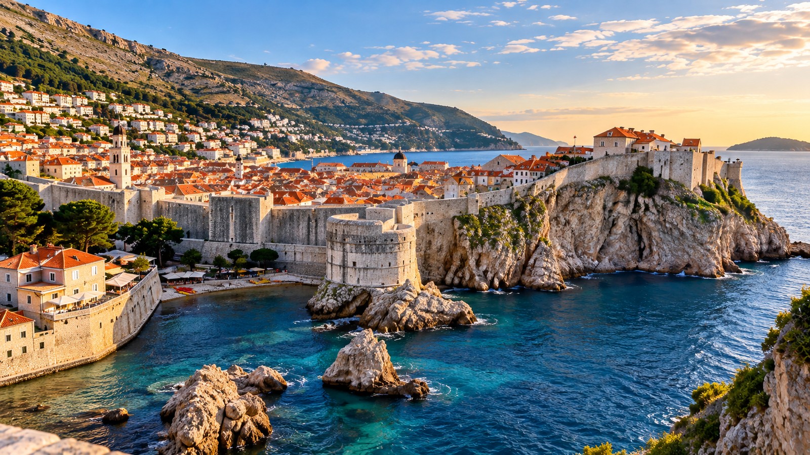Dubrovnik eski şehir surları ve Adriyatik kıyısı
