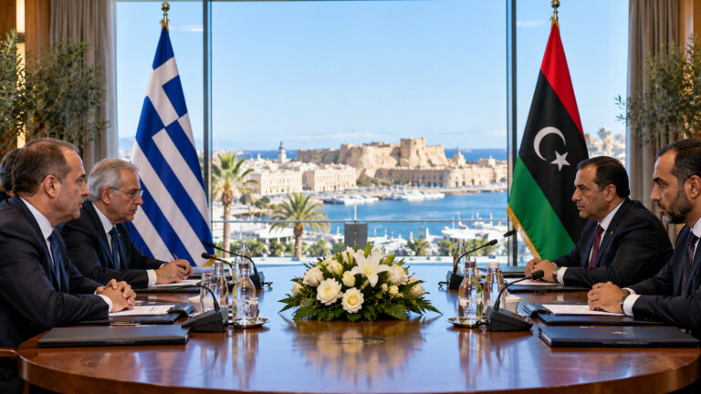 Girit açıkları hakkında Libya ve Yunanistan diplomasi temsili görseli
