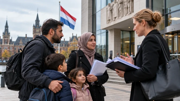 Hollanda aile birleşimi kararı sonrası mahkeme önündeki aile