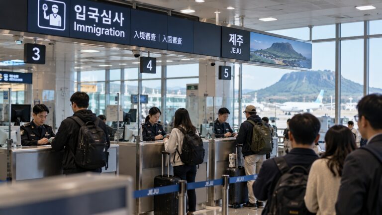 Jeju vizesiz giriş denetimleri ve Jeju Havalimanı pasaport kontrolü