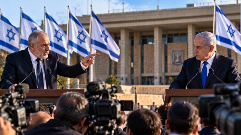 Netanyahu Filistin devleti tartışması sırasında İsrail seçim kampanyasındaki siyasi karşı karşıya gelişi temsil eden görsel