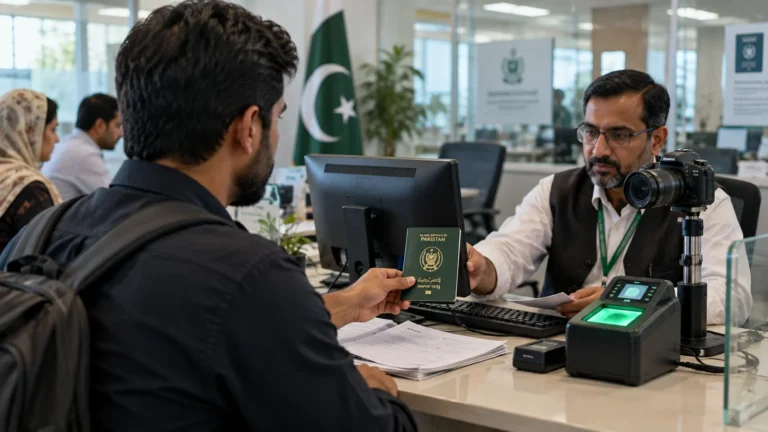 Pakistan e-pasaport başvurusunda biyometrik kayıt ve pasaport kontrolü