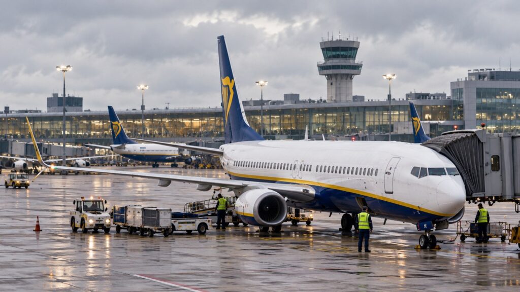 Ryanair Brüksel uçuşları için Belçika havalimanında uçak ve yer hizmetleri
