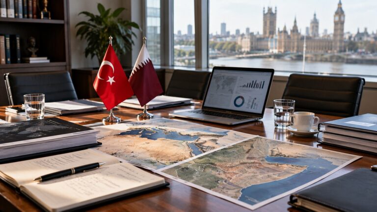 Türkiye ve Katar güvenlik yaklaşımlarını ele alan RUSI araştırması için bayraklı analiz masası