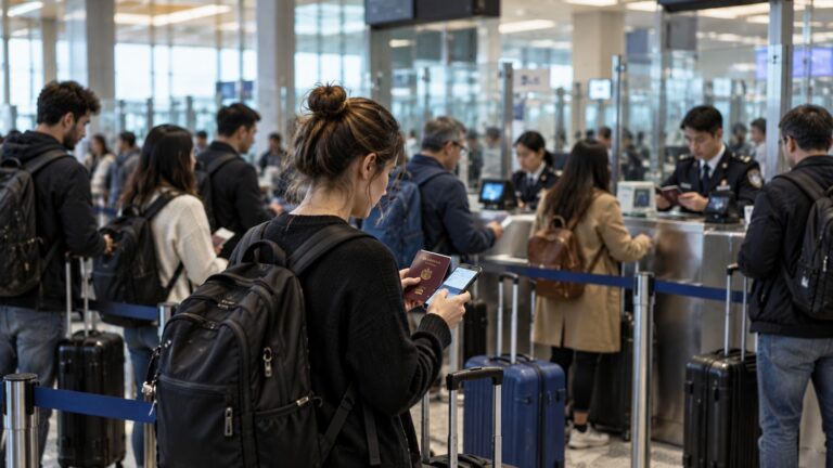 vize ve giriş koşulları nedeniyle yolcuların pasaport kontrolünden geçtiği havalimanı